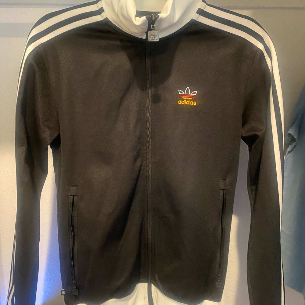 adidas Black and White Lightweight Jacket with Stripes